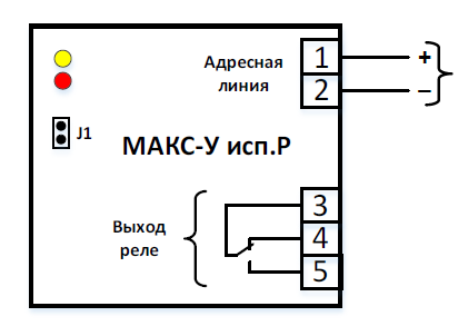 Расположение клемм подключения модуля МАКС-У исп.Р